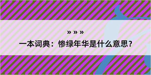 一本词典：惨绿年华是什么意思？