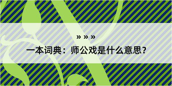 一本词典：师公戏是什么意思？