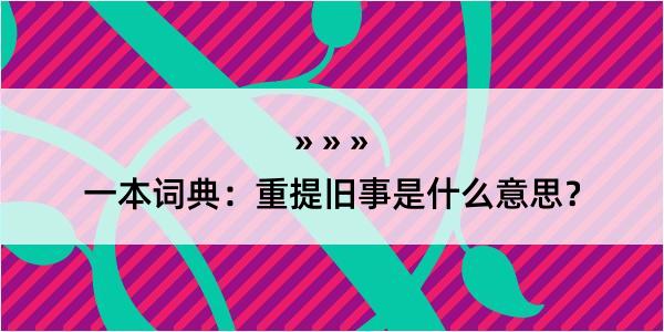 一本词典：重提旧事是什么意思？