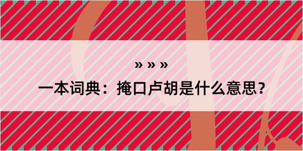 一本词典：掩口卢胡是什么意思？