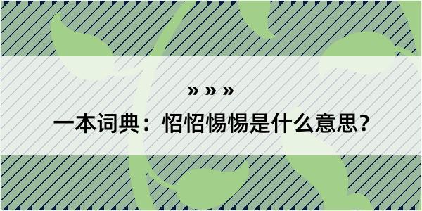 一本词典：怊怊惕惕是什么意思？