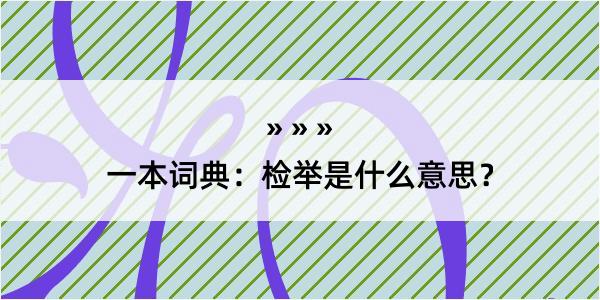 一本词典：检举是什么意思？