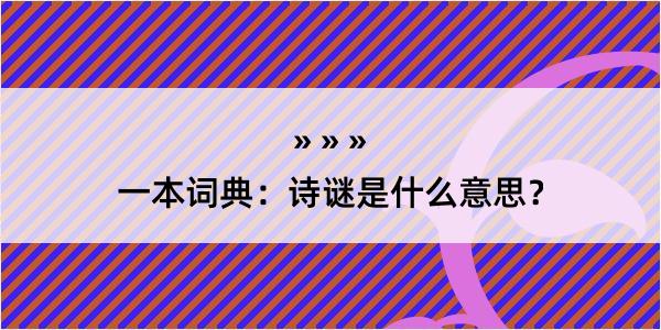 一本词典：诗谜是什么意思？