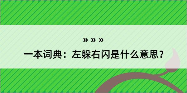 一本词典：左躲右闪是什么意思？