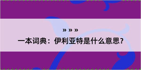 一本词典：伊利亚特是什么意思？