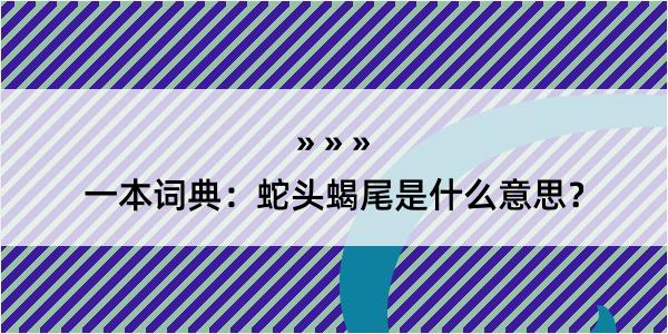 一本词典：蛇头蝎尾是什么意思？