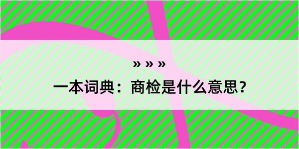 一本词典：商检是什么意思？