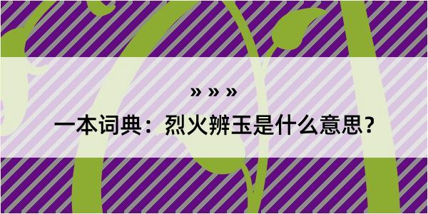 一本词典：烈火辨玉是什么意思？