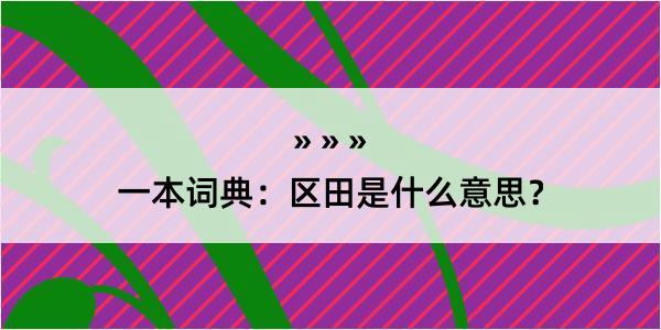 一本词典：区田是什么意思？