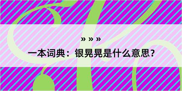 一本词典：银晃晃是什么意思？