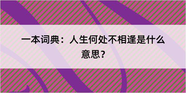 一本词典：人生何处不相逢是什么意思？