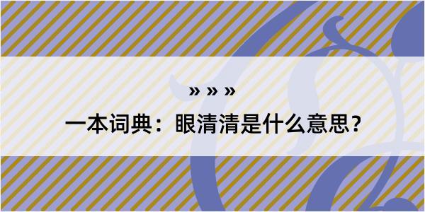 一本词典：眼清清是什么意思？