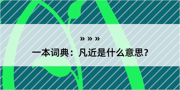 一本词典：凡近是什么意思？