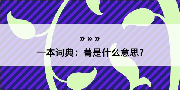 一本词典：菁是什么意思？