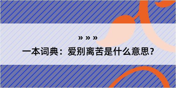 一本词典：爱别离苦是什么意思？