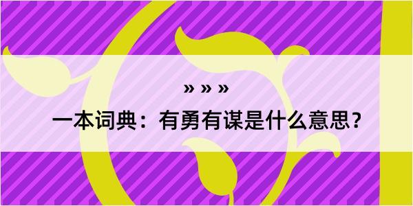 一本词典：有勇有谋是什么意思？