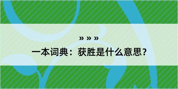 一本词典：获胜是什么意思？