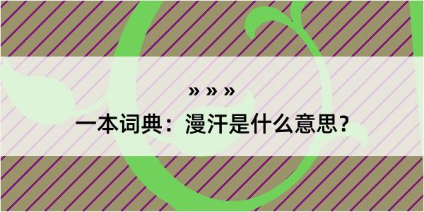 一本词典:漫汗是什么意思?