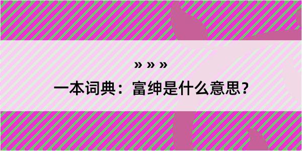 一本词典：富绅是什么意思？