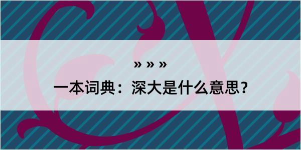 一本词典：深大是什么意思？