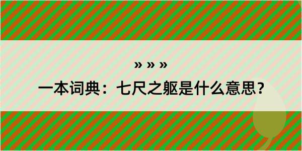 一本词典：七尺之躯是什么意思？