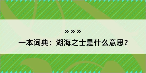 一本词典：湖海之士是什么意思？