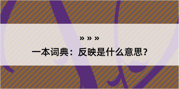 一本词典：反映是什么意思？