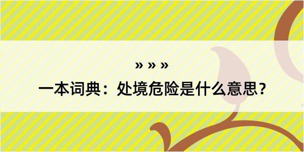 一本词典：处境危险是什么意思？