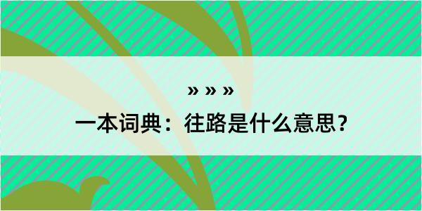 一本词典：往路是什么意思？