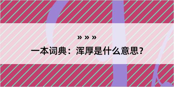 一本词典：浑厚是什么意思？