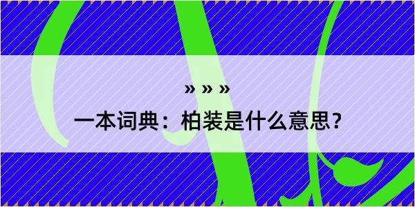 一本词典：柏装是什么意思？