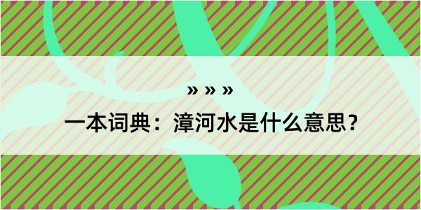 一本词典：漳河水是什么意思？