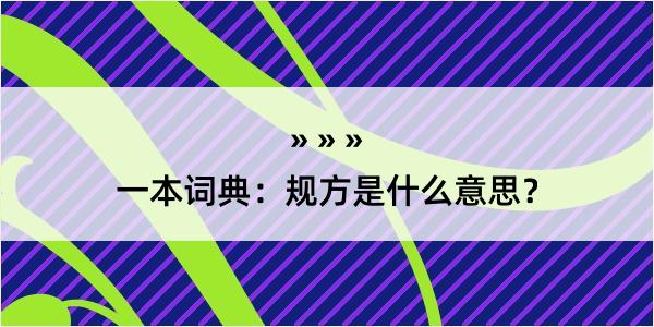 一本词典：规方是什么意思？