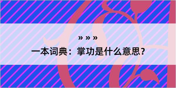 一本词典：掌功是什么意思？