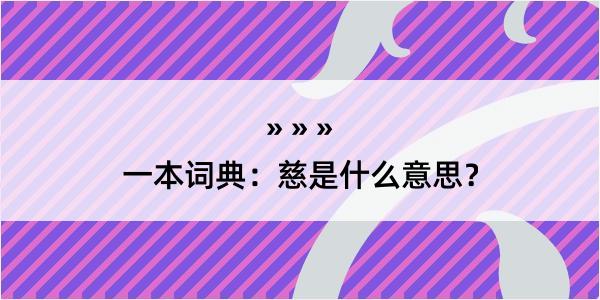 一本词典：慈是什么意思？