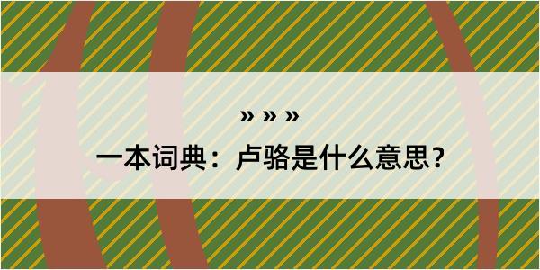 一本词典：卢骆是什么意思？