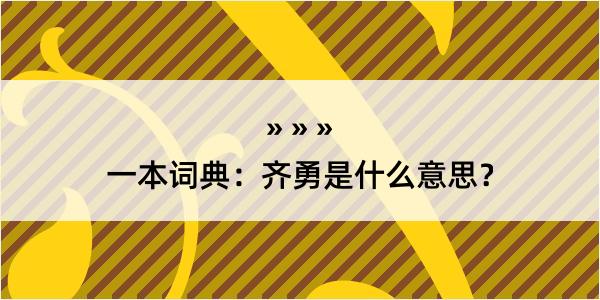 一本词典：齐勇是什么意思？