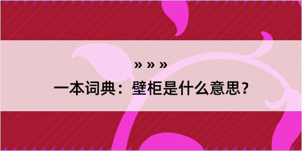 一本词典：壁柜是什么意思？