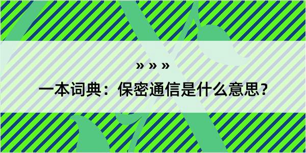 一本词典：保密通信是什么意思？