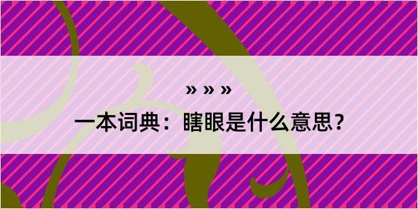 一本词典：瞎眼是什么意思？