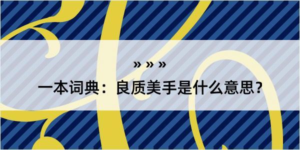 一本词典：良质美手是什么意思？