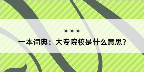 一本词典：大专院校是什么意思？