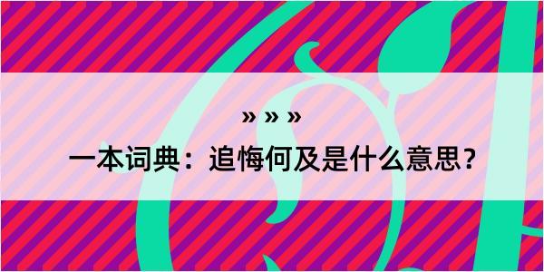 一本词典：追悔何及是什么意思？