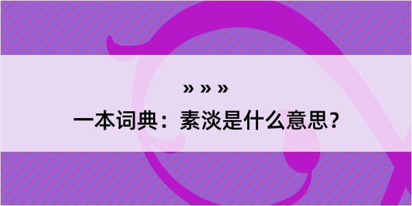 一本词典：素淡是什么意思？