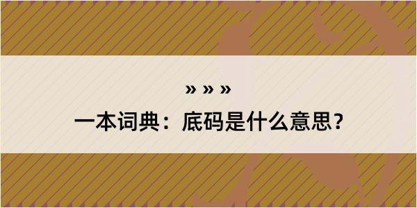 一本词典：底码是什么意思？