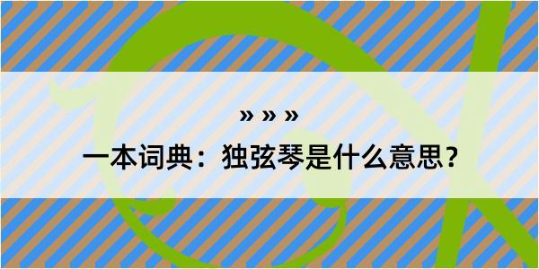 一本词典：独弦琴是什么意思？