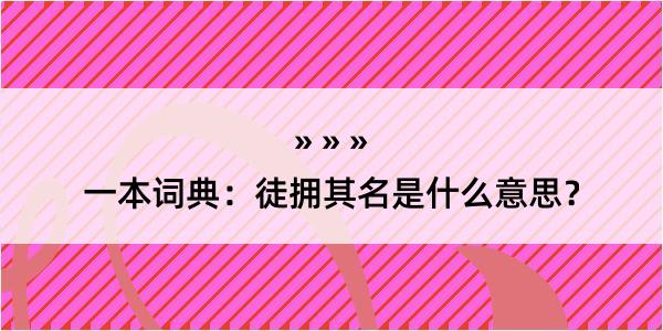 一本词典：徒拥其名是什么意思？