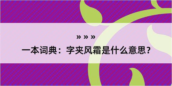 一本词典：字夹风霜是什么意思？