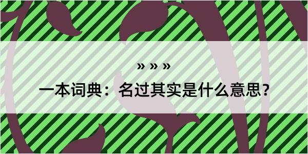 一本词典：名过其实是什么意思？