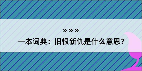 一本词典：旧恨新仇是什么意思？